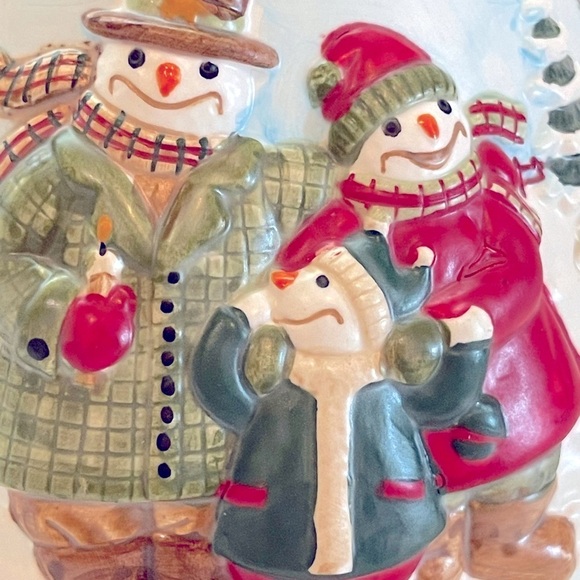 Yankee Candle Ceramic Christmas Shade Snowman Family Winter Scene Jar Topper - Picture 9 of 10